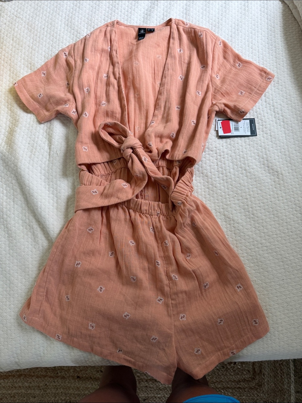 Floral Romper Orange & White Medium NWT